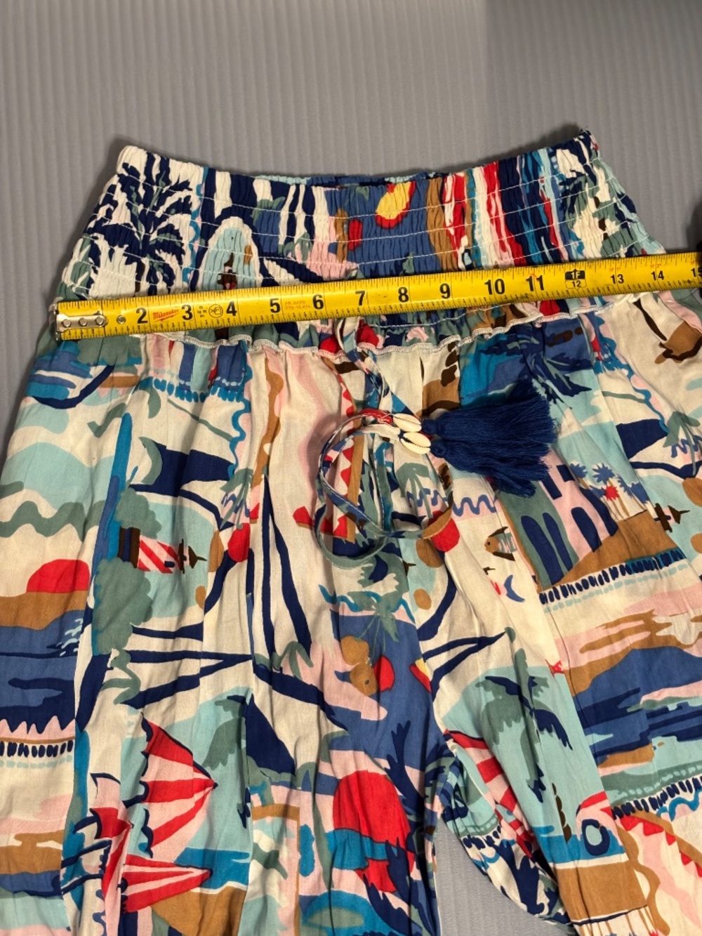 True Destinations Resort Wear White Multi Med Elastic Waist - Picture 7 of 8